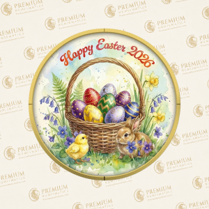 1oz Silver 'Happy Easter' 2026 Germania Coin + Sleeve (Gold Guilded)