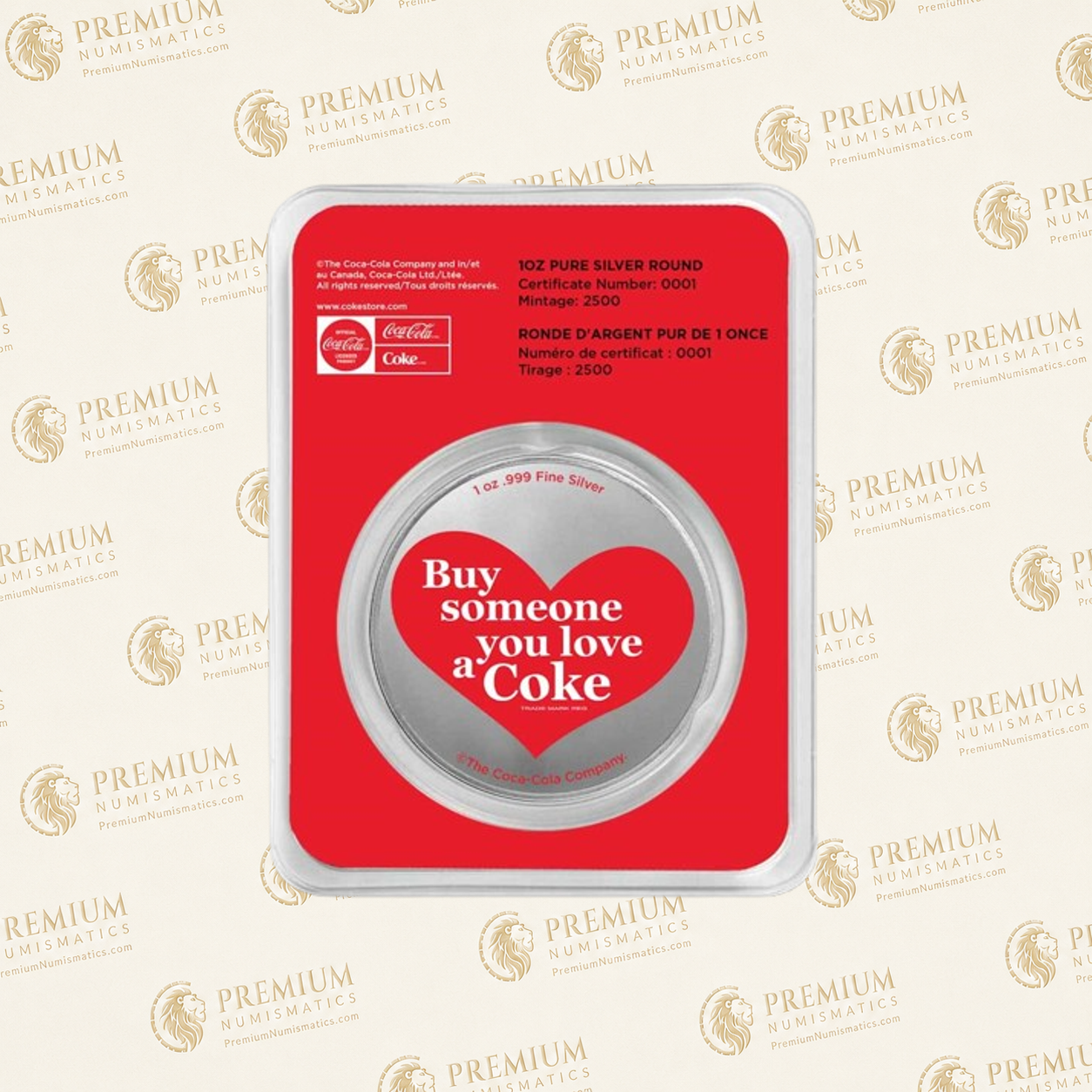Coca-Cola® 1 oz Silver Colorized Valentine Round (in TEP) - Image 2